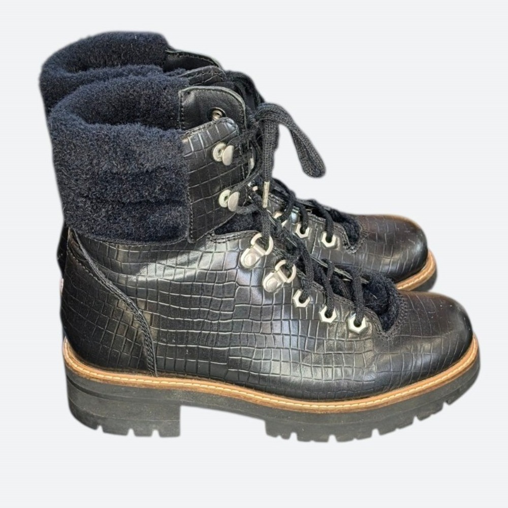 Clarks Gorpcore Croc Embossed Hiker Boots 6 Leather Dark Academia Grunge Black